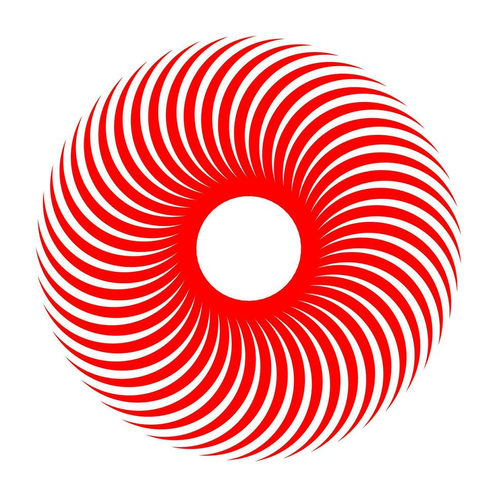 Red motion swirl circle vector illustration. Sun or flower logo symbol.