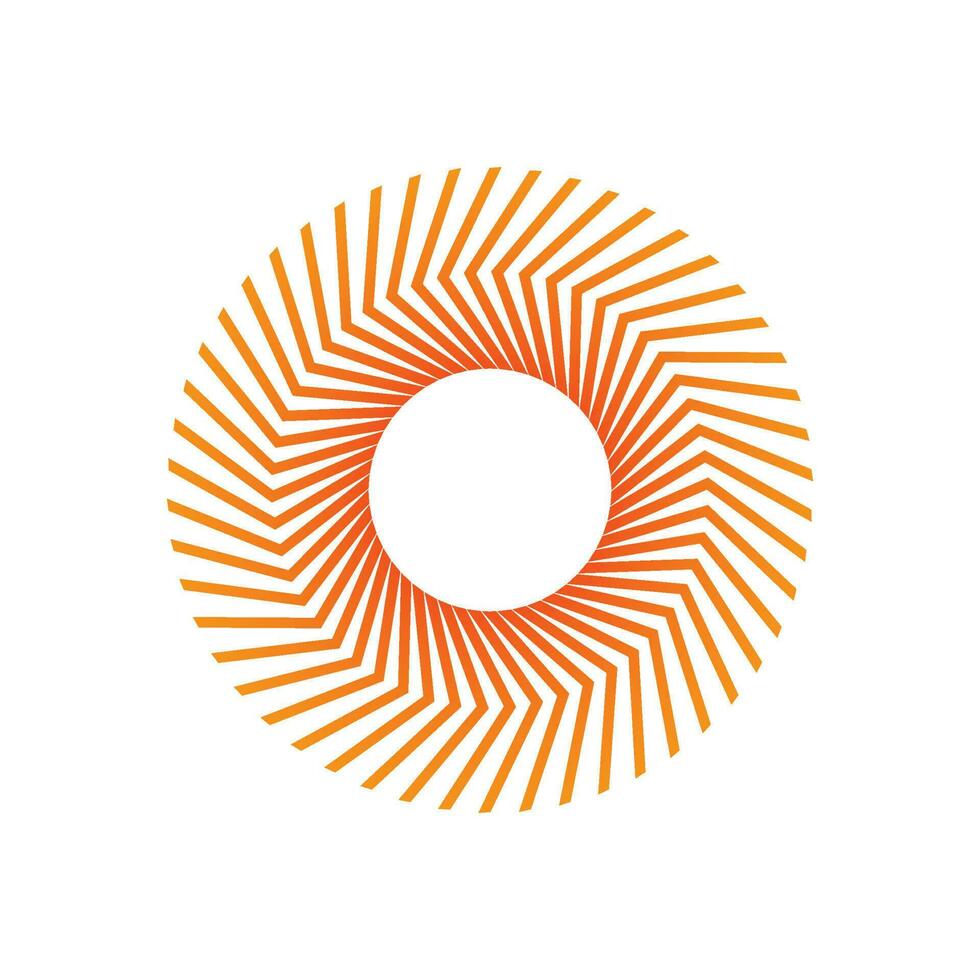 Orange curved stripes circle frame. Striped lines round border logo vector. Sun or flower logo icon. vector