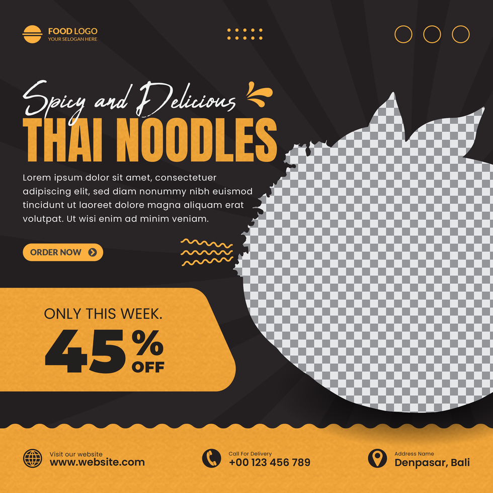 Noodles Food and Restaurant Media Social Post Template psd