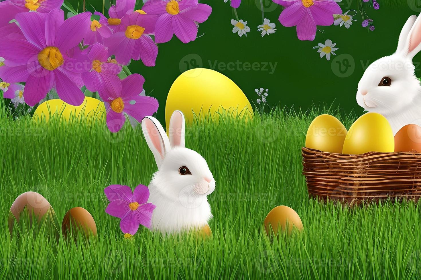 Easter Background, Happy Easter Background, Easter Day Background, Easter Bunny, Easter Egg, Ai photo