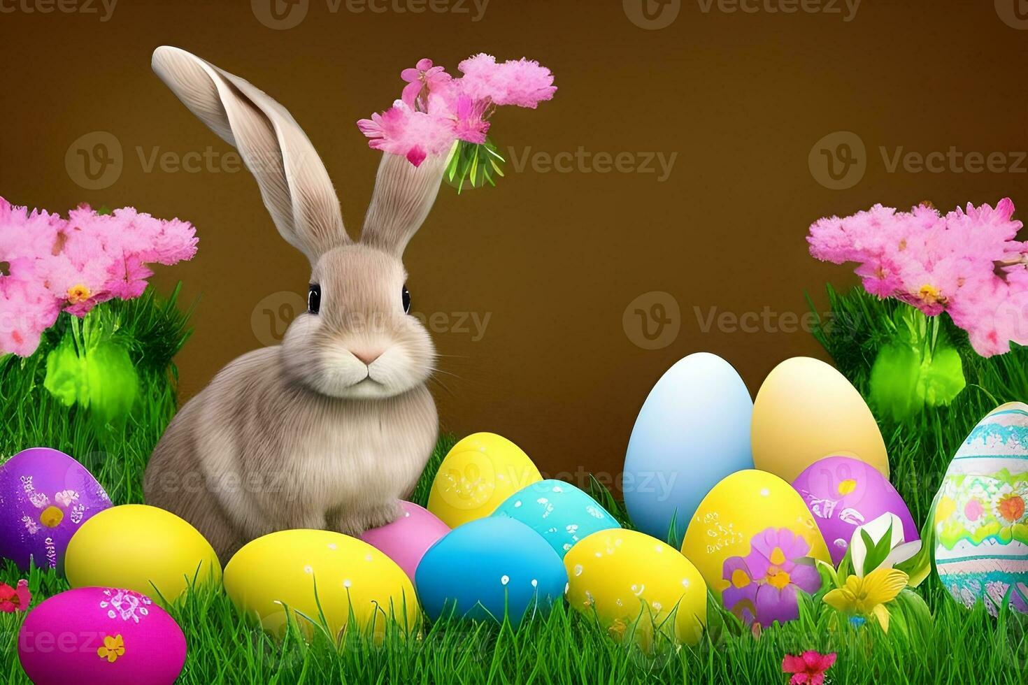 Easter Background, Happy Easter Background, Easter Day Background, Easter Bunny, Easter Egg, Ai photo