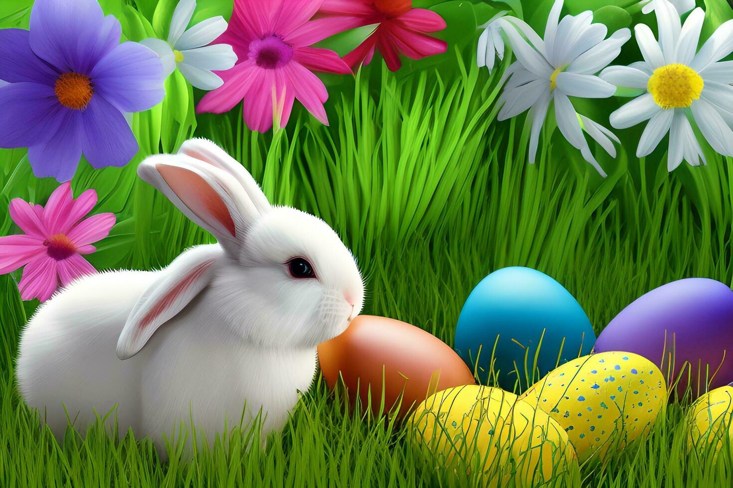 Easter Background, Happy Easter Background, Easter Day Background, Easter Bunny, Easter Egg, Ai photo