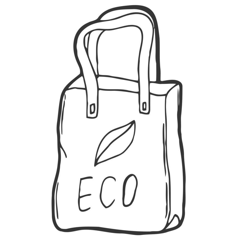 Vector illustration of a doodle eco bag. Zero waste