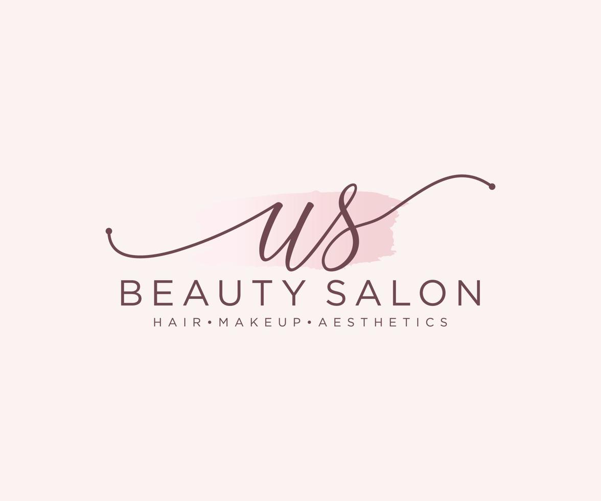 Initial US feminine logo collections template. handwriting logo of initial signature, wedding, fashion, jewerly, boutique, floral and botanical with creative template for any company or business. vector