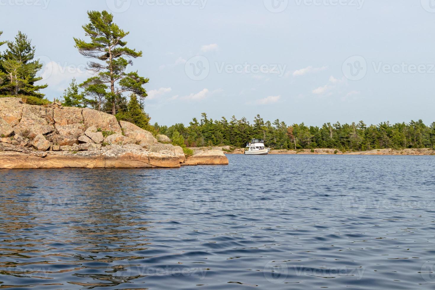 Boat anchored on Georgian Bay photo