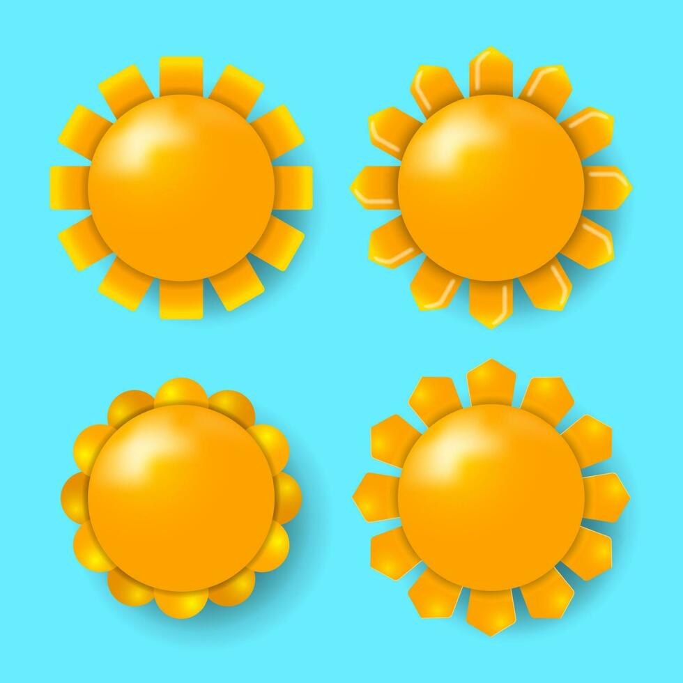 Sun Icon Set. Sun Symbol Vector. Sun icons vector isolated on white background.