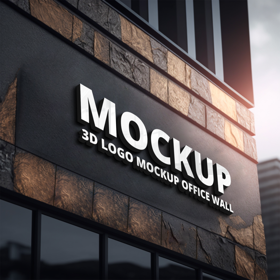 3d logo sign company building mockup psd