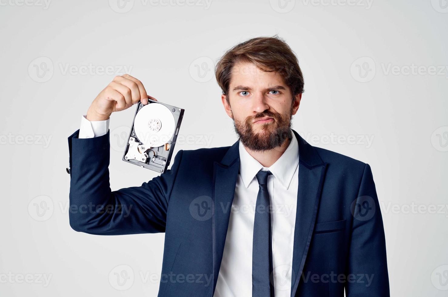 business man hard drive information technology professional photo