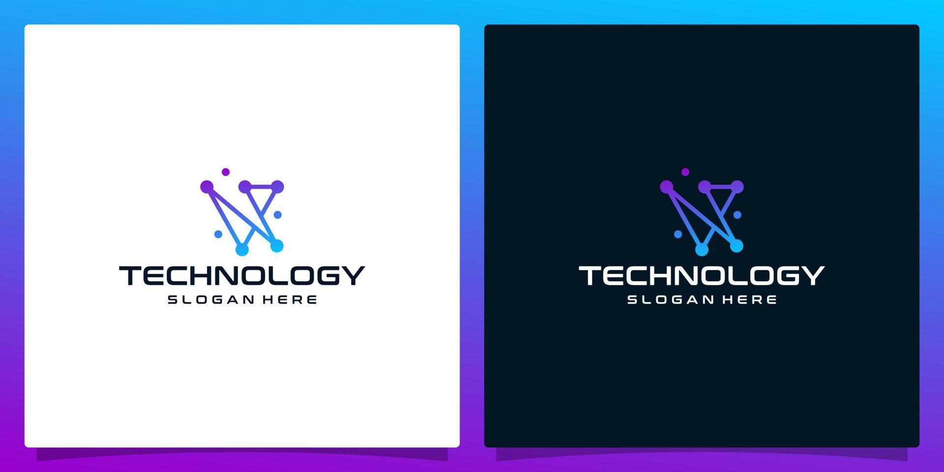 Creative logo initial letter V abstract with technology style and gradient color. Premium vector