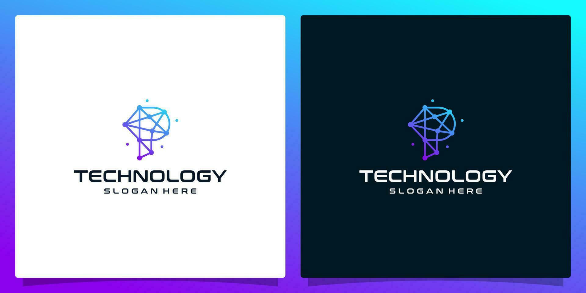 Creative logo initial letter P abstract with technology style and gradient color. Premium vector