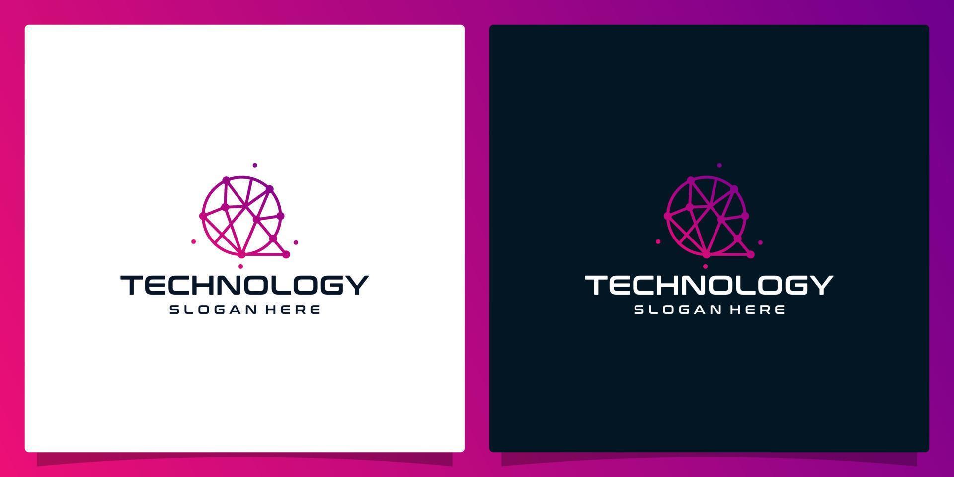 Creative logo initial letter Q abstract with technology style and gradient color. Premium vector