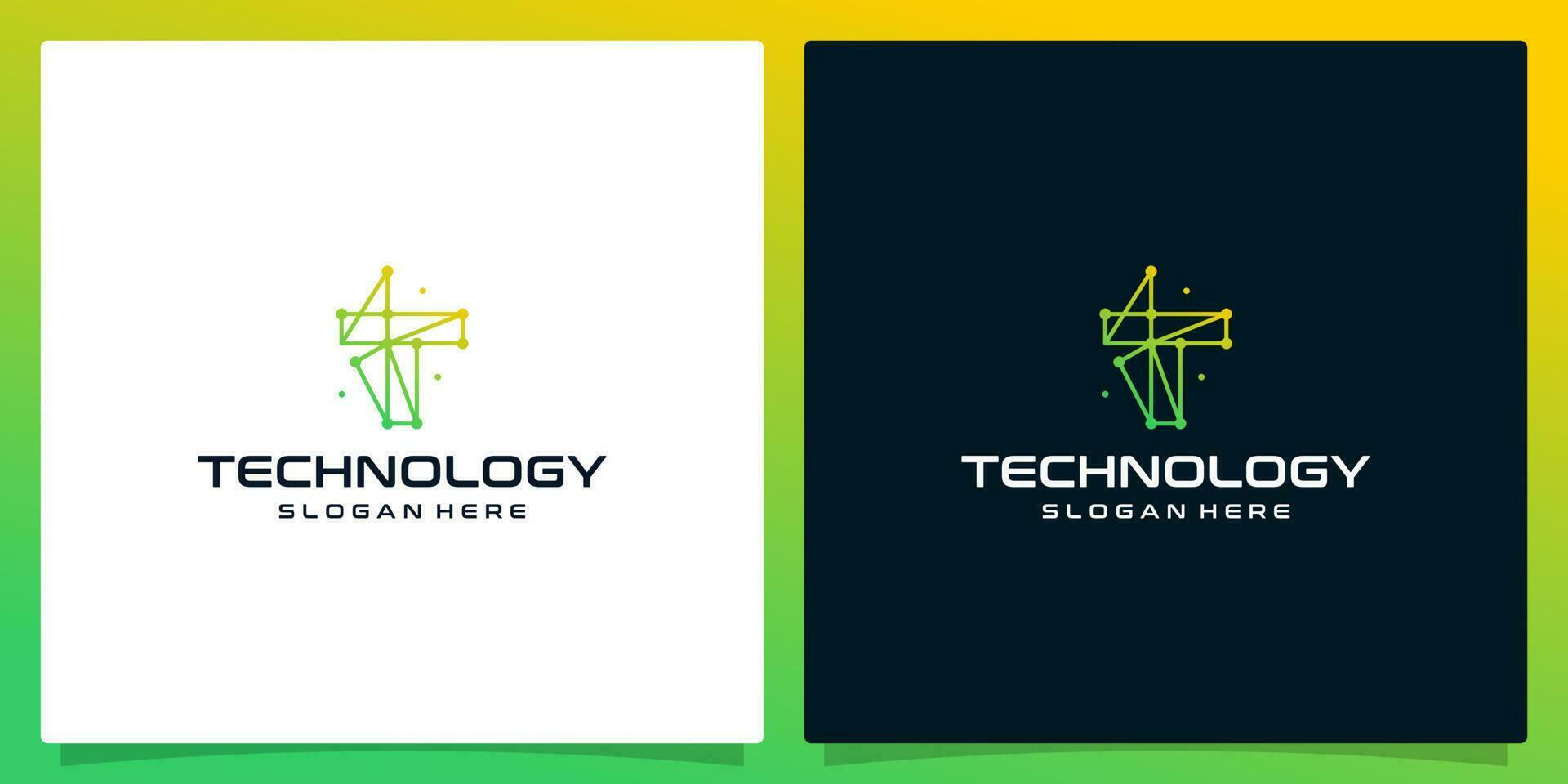 Creative logo initial letter T abstract with technology style and gradient color. Premium vector