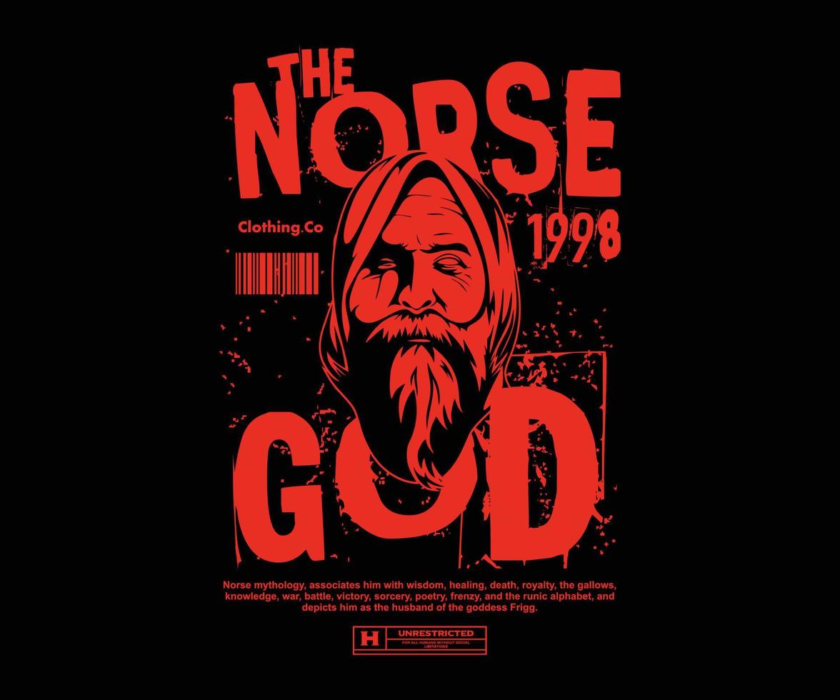 Odin the norse god illustration with pixel style and retro poster t shirt design, vector graphic, typographic poster or tshirts street wear and Urban style