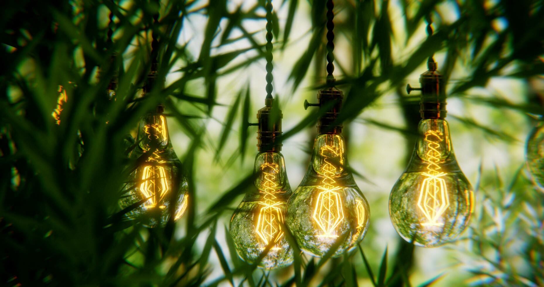 3d design render of trees with lights photo