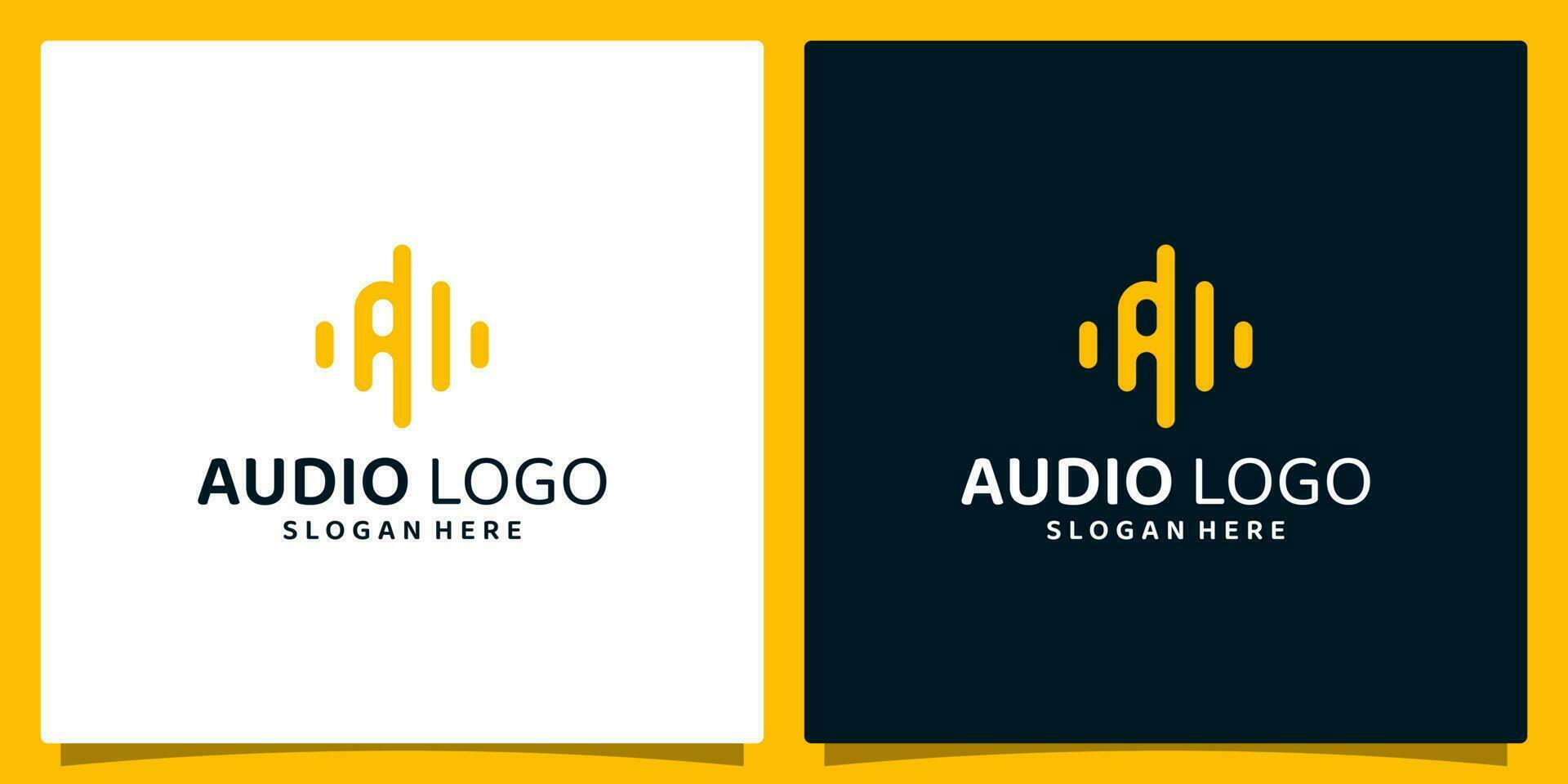 Initial letter A logo design template with Pulse music Audio wave element logo graphic design vector illustration. Symbol, icon, creative