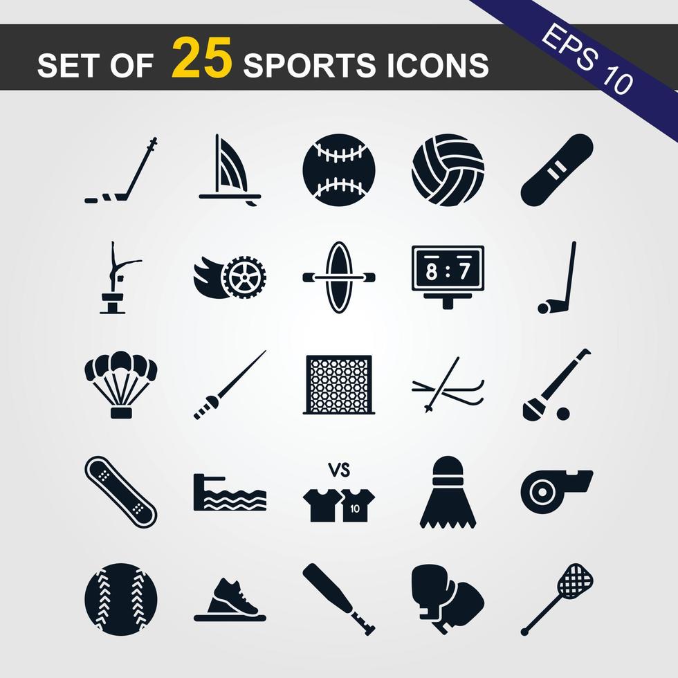 25 Sport and Fitness Icons Set vector design