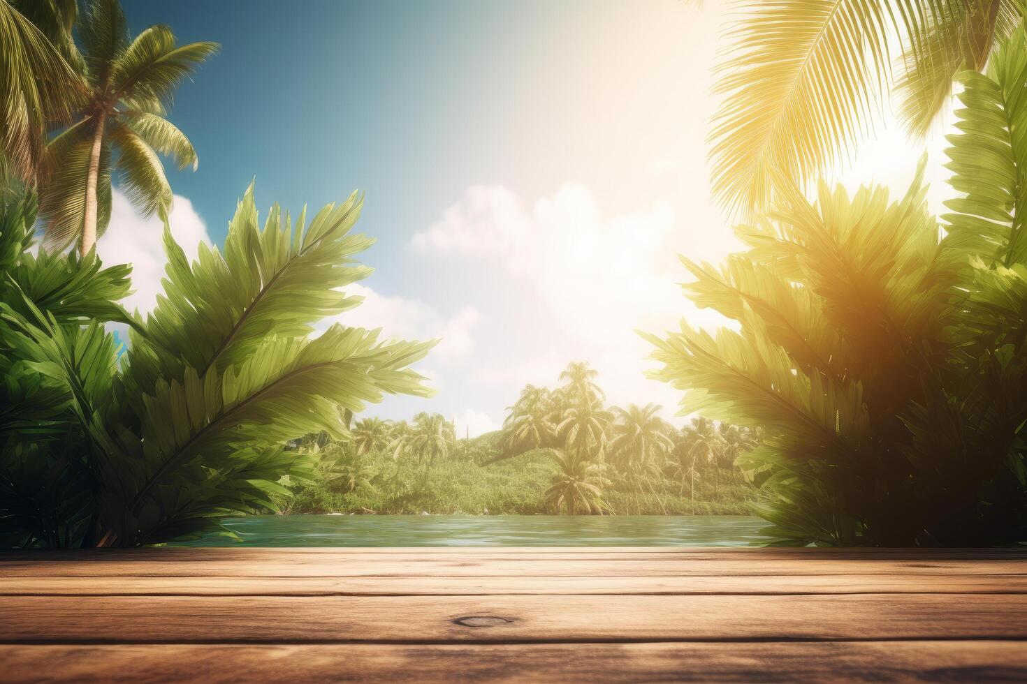 Summer tropical background with copy space. Illustration photo