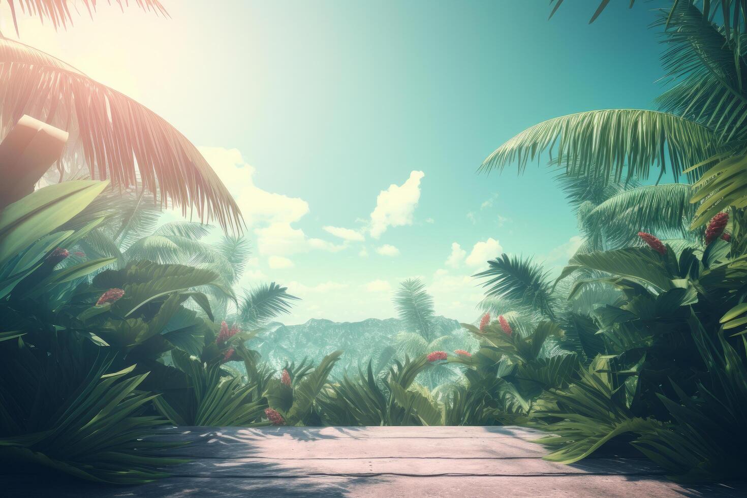 Summer tropical background with copy space. Illustration photo