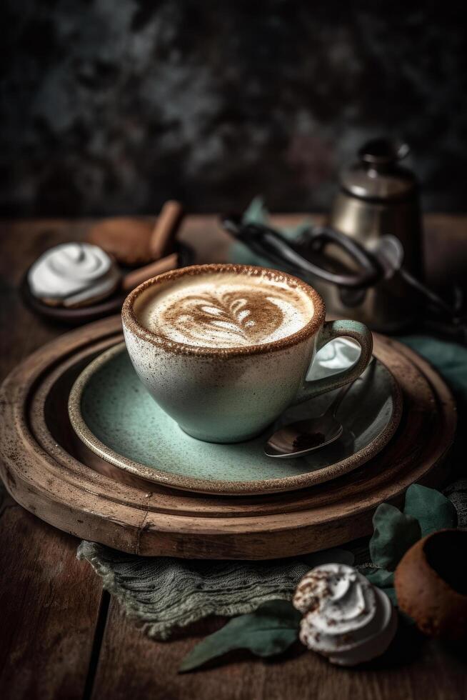 Coffee on rustic background. Illustration photo