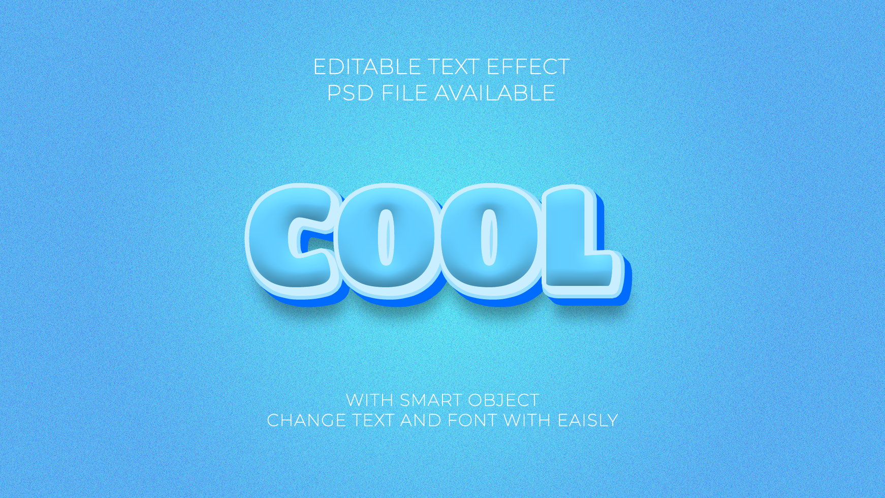 3D Cool PSD editable text effect with blue background