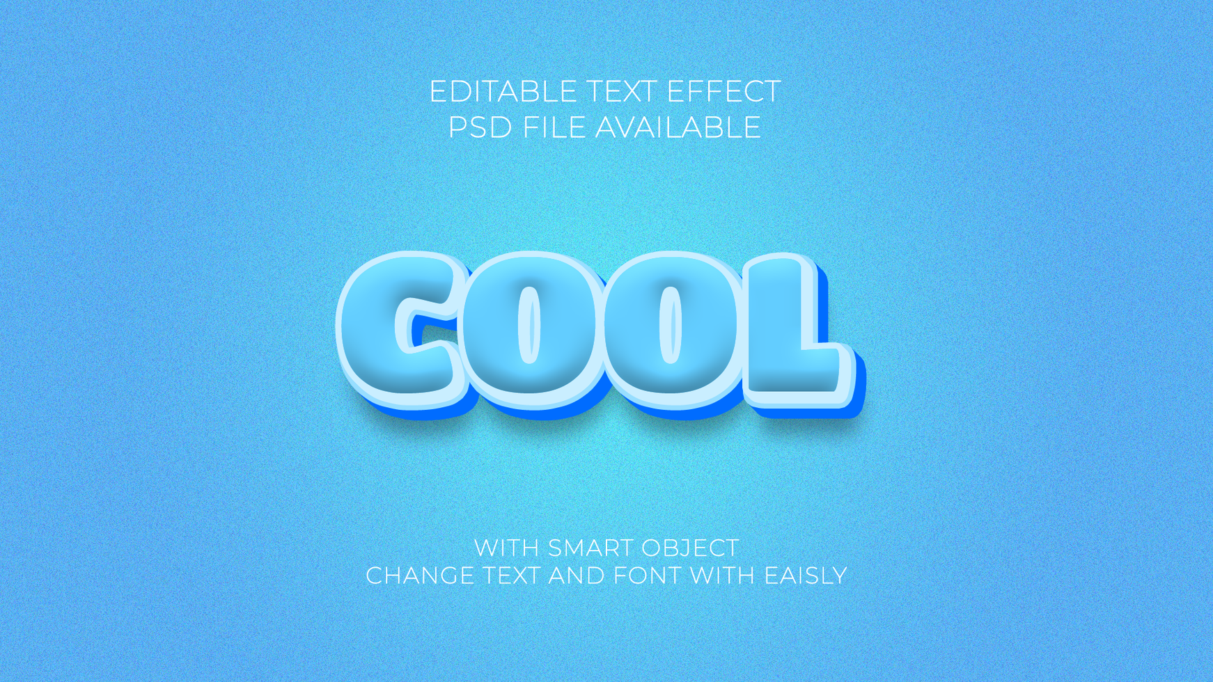 3D Cool PSD editable text effect with blue background