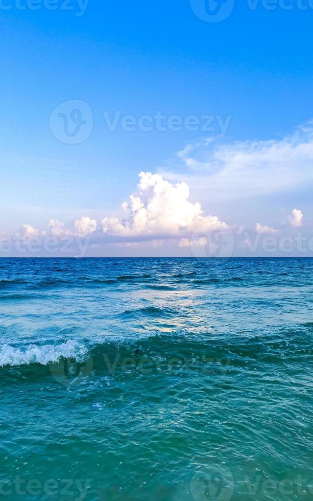 Tropical caribbean beach clear turquoise water Playa del Carmen Mexico. photo