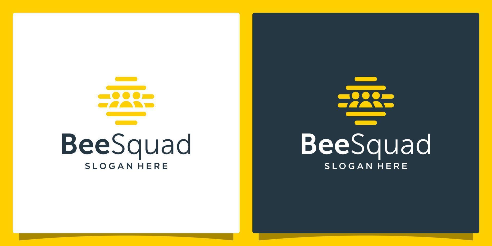 Honeycomb Logo with team or squad logo graphic design vector illustration. Symbol, icon, creative