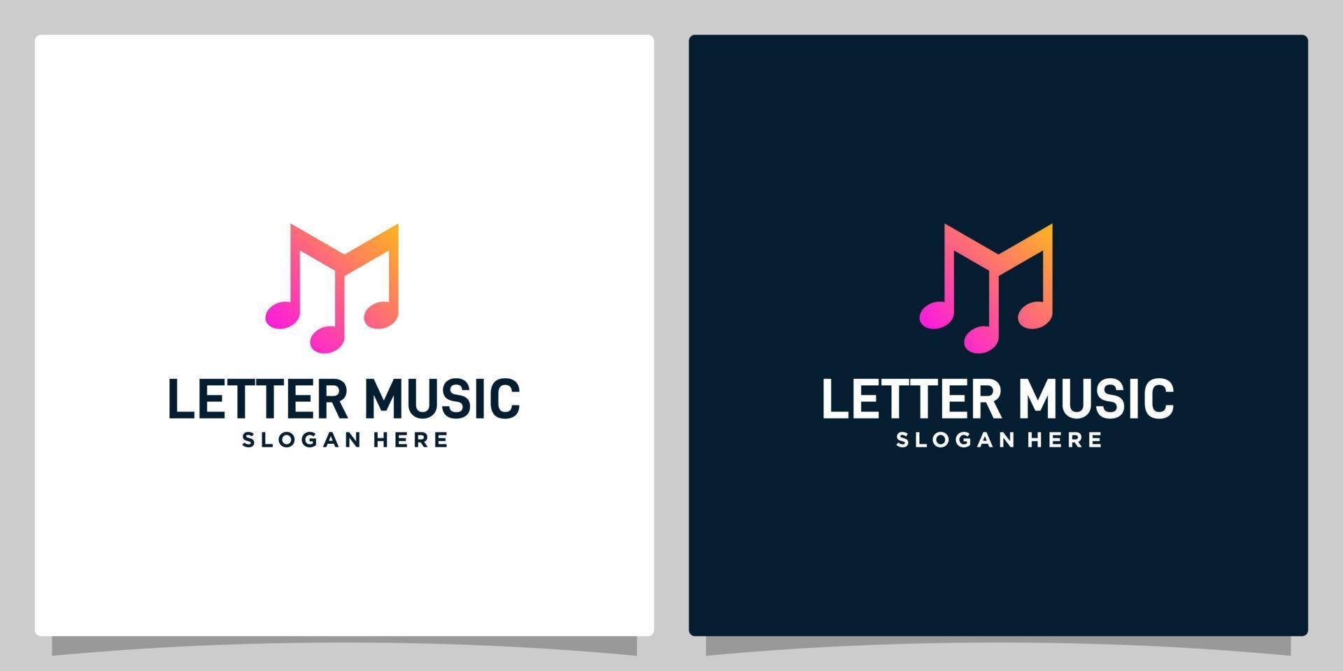 notas música logo con inicial letra metro logo gráfico diseño vector ilustración. símbolo, icono, creativo