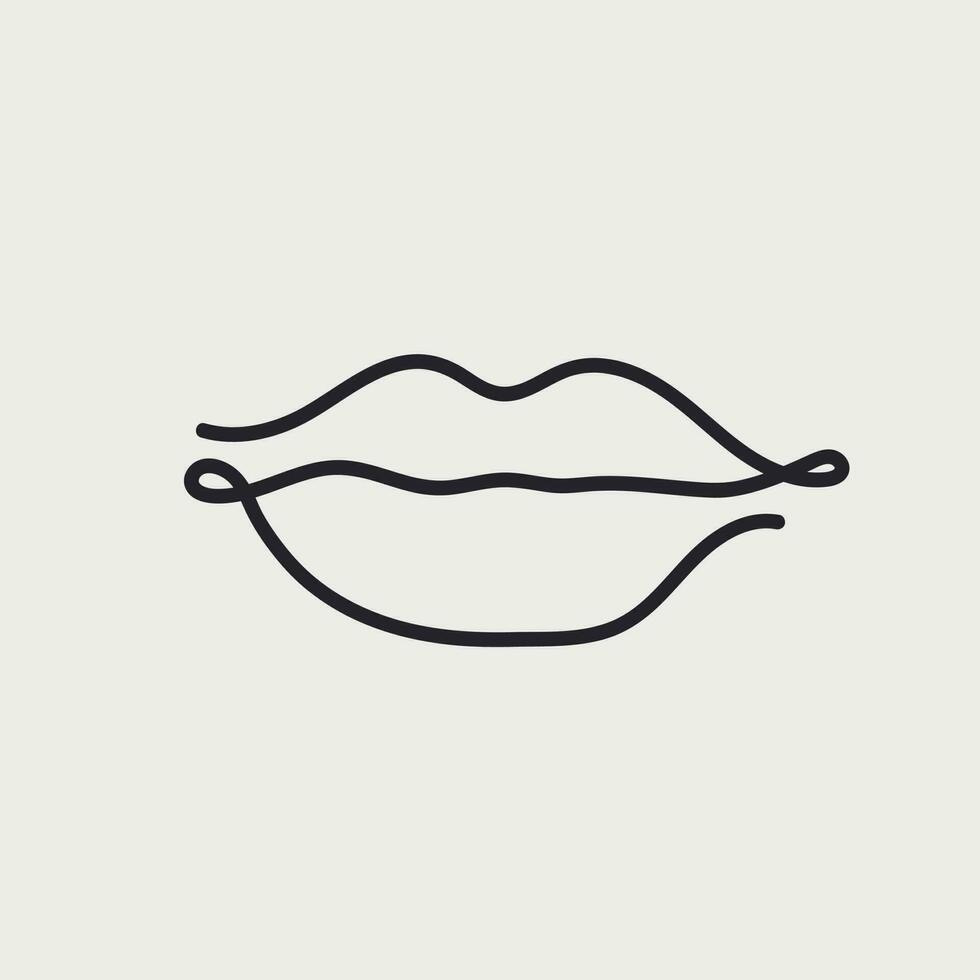 Lips one line drawning. Mouth to feel taste. Hand drawn human sense. Vector iilustration