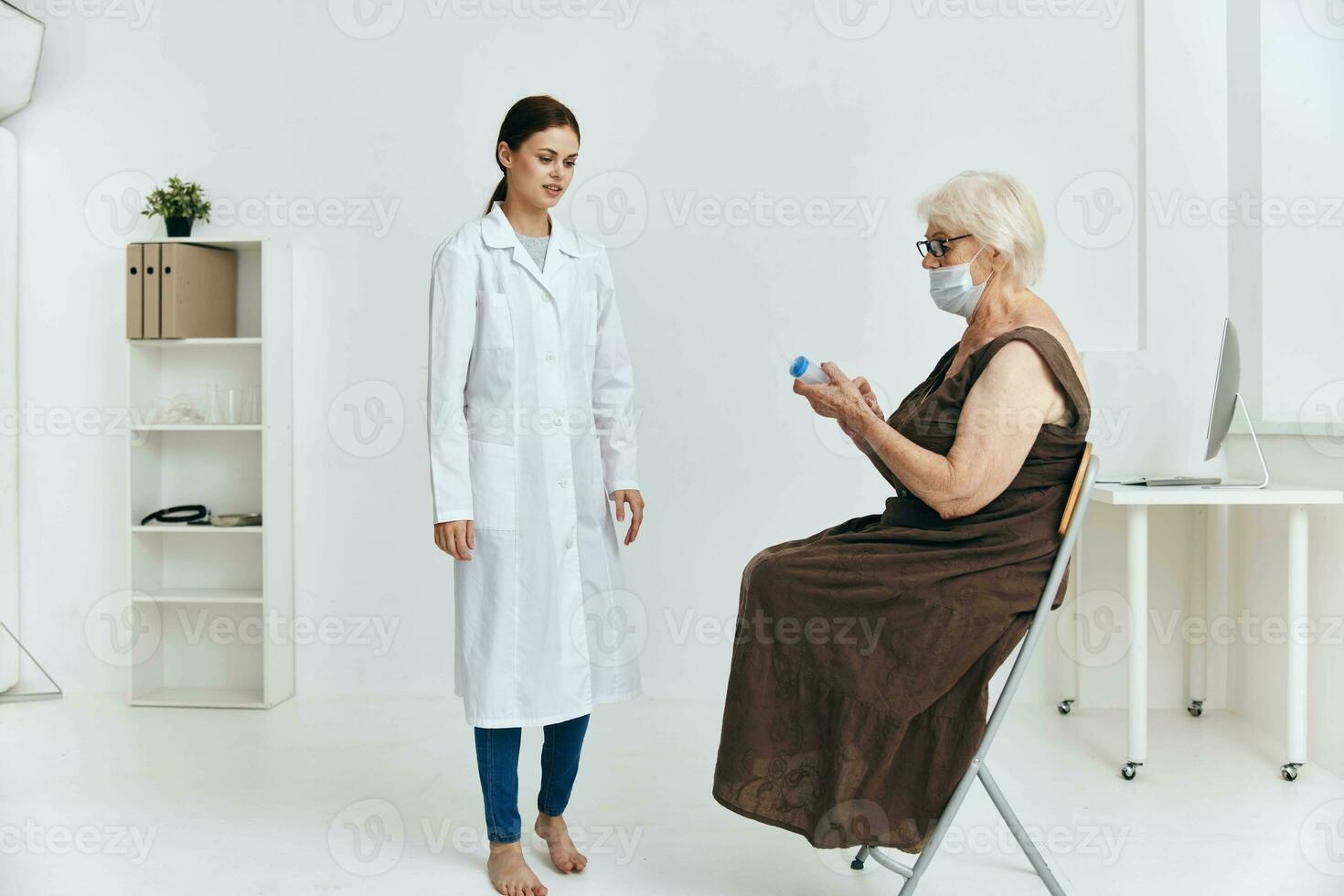 Emotional Nurse And Patient Big Syringe Hospital photo