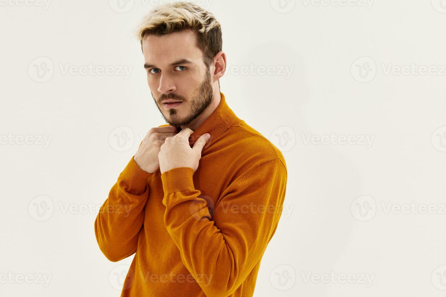 man with serious expression self confidence fashion cropped view photo