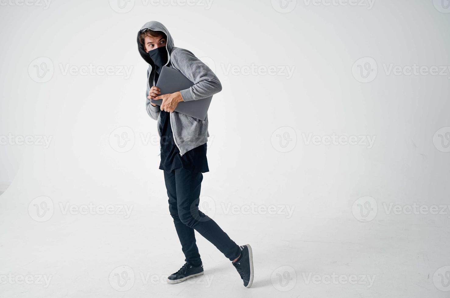 male thief stealth technique robbery safety hooligan isolated background photo