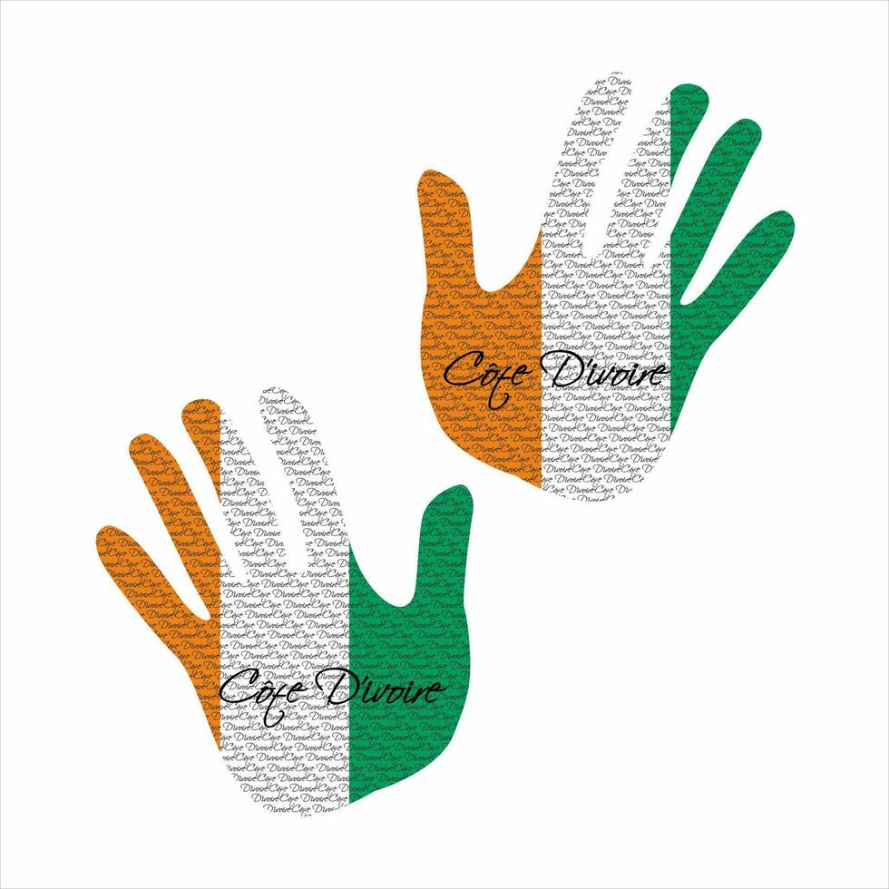 Cote d'Ivoire flag hand vector