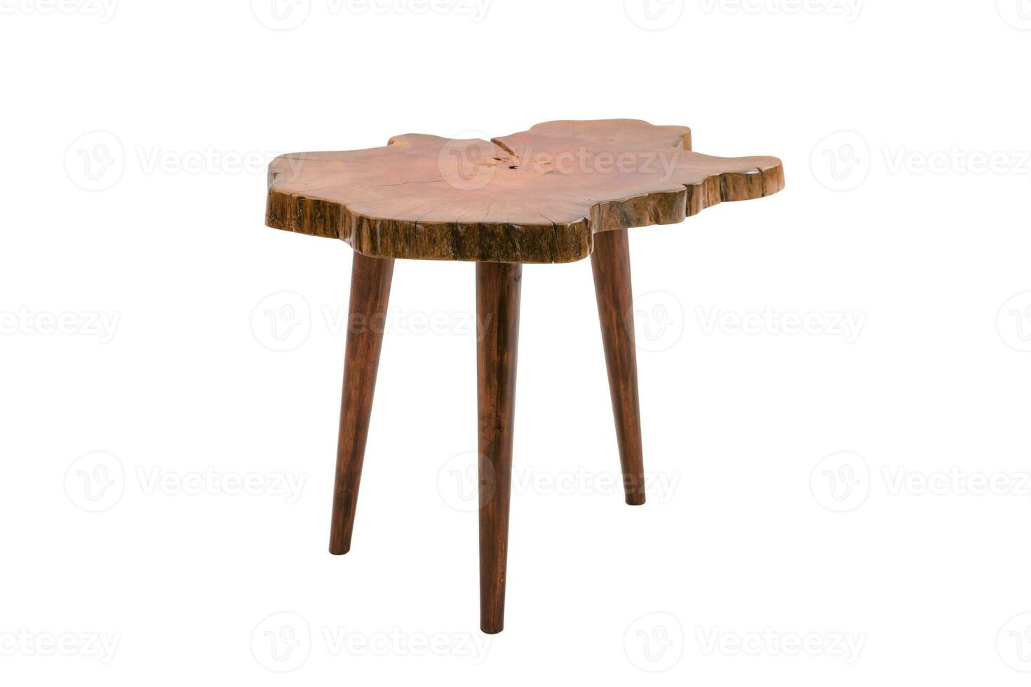 Wooden modern Table on white background. photo