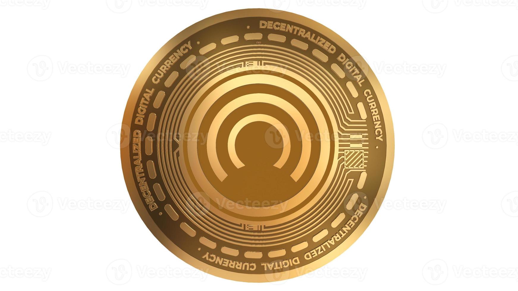 3D Render Golden Cloakcoin Cloak Cryptocurrency Coin Symbol Close up photo