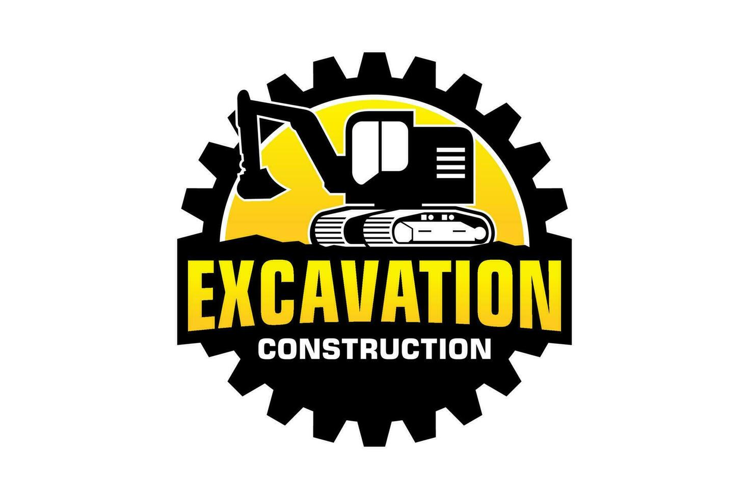 Excavator logo template vector. Heavy equipment logo vector for construction company.