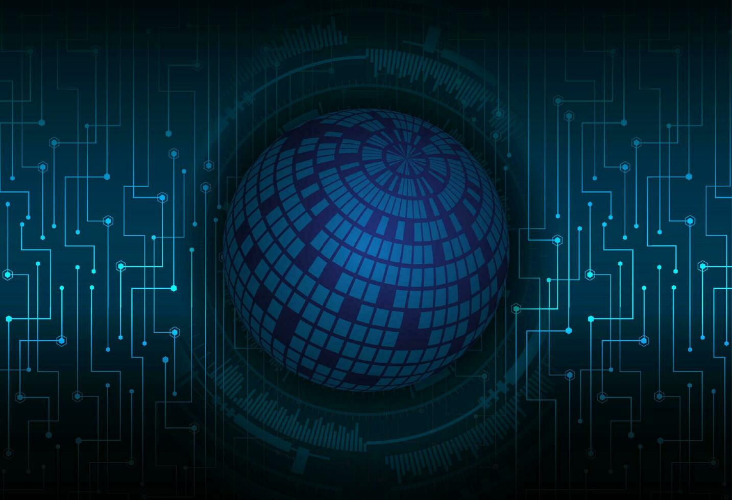 Modern Holographic Globe on Technology Background vector