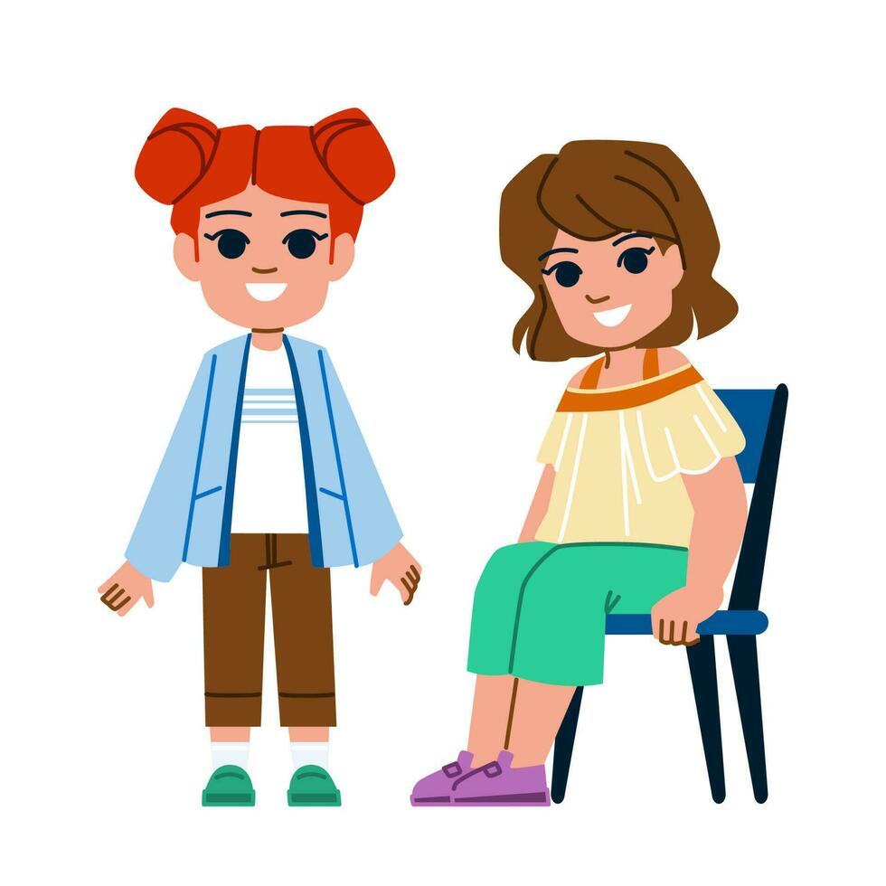 kid girl stand sit vector