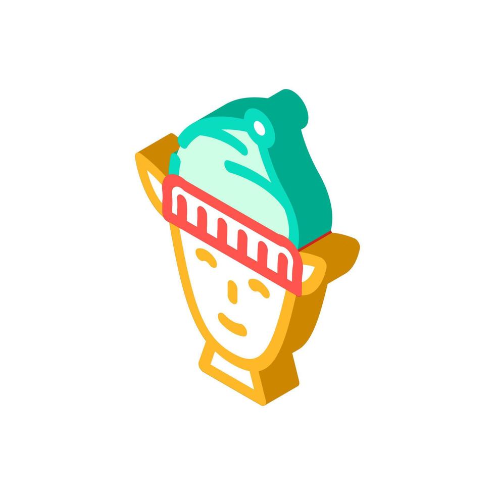 head elf christmas xmas isometric icon vector illustration