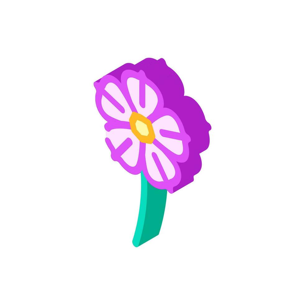 petunia flor primavera isométrica icono vector ilustración