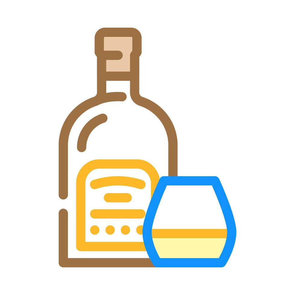 Ron vaso botella color icono vector ilustración