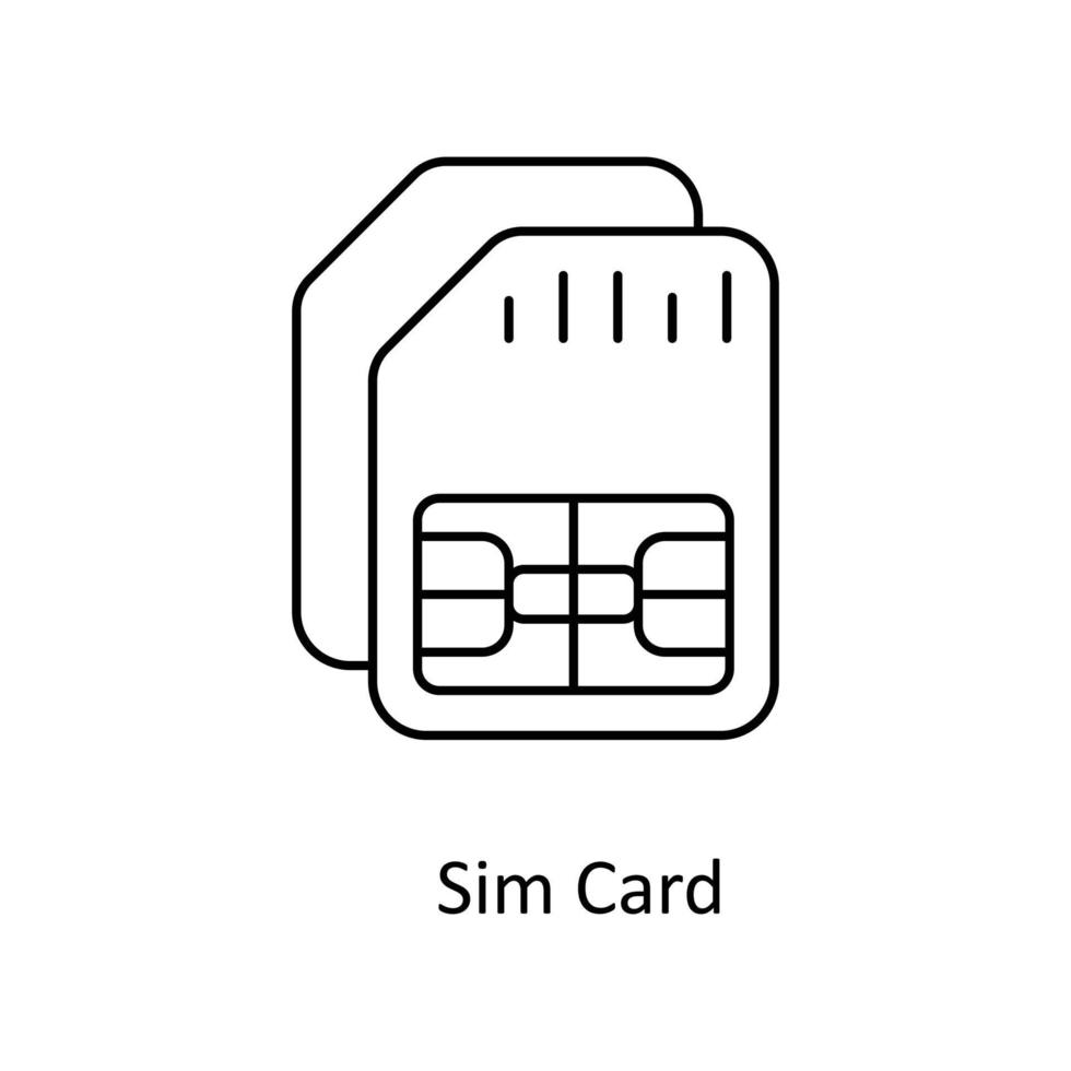 sim tarjeta vector contorno iconos sencillo valores ilustración valores