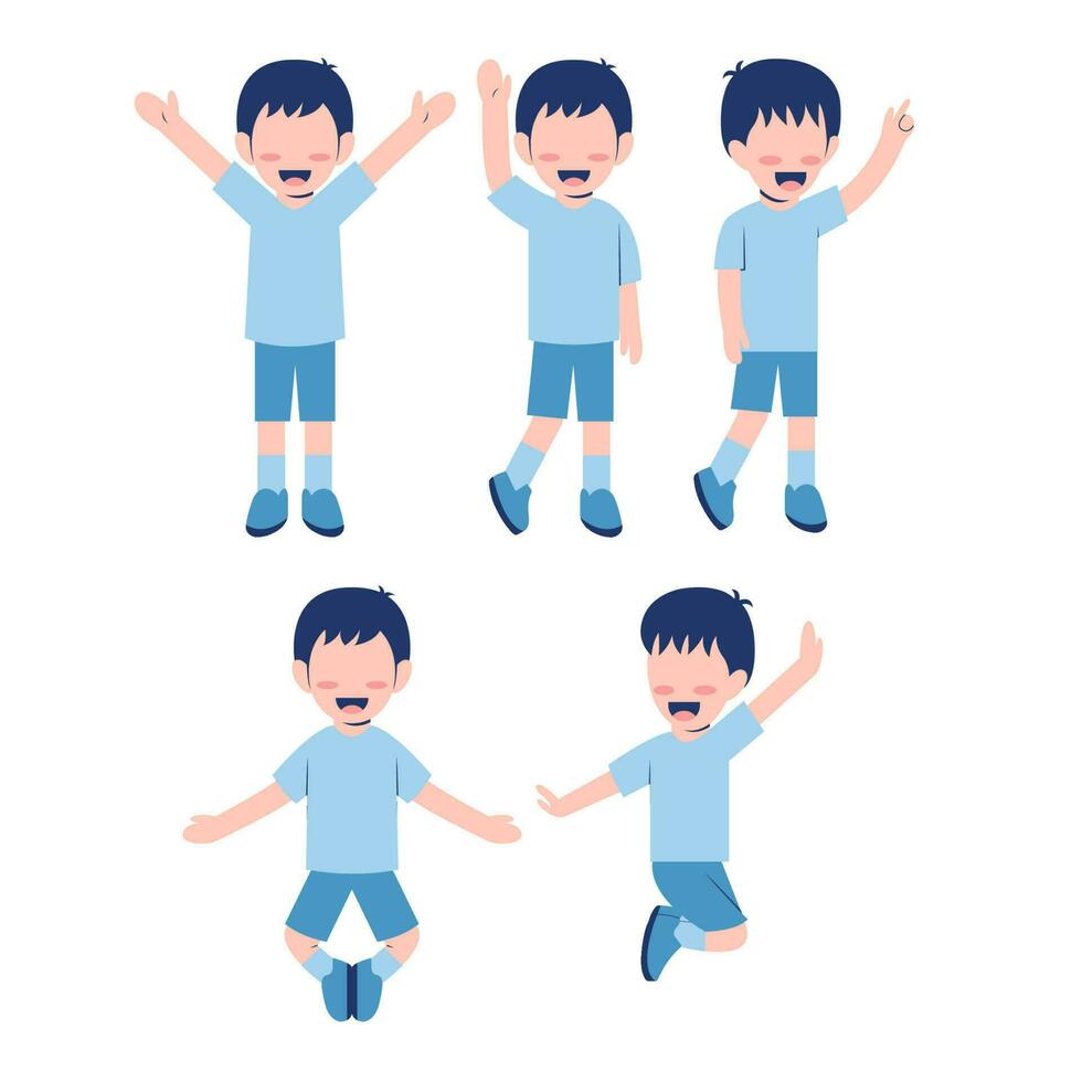 Set Of Happy Little Boy Character vector