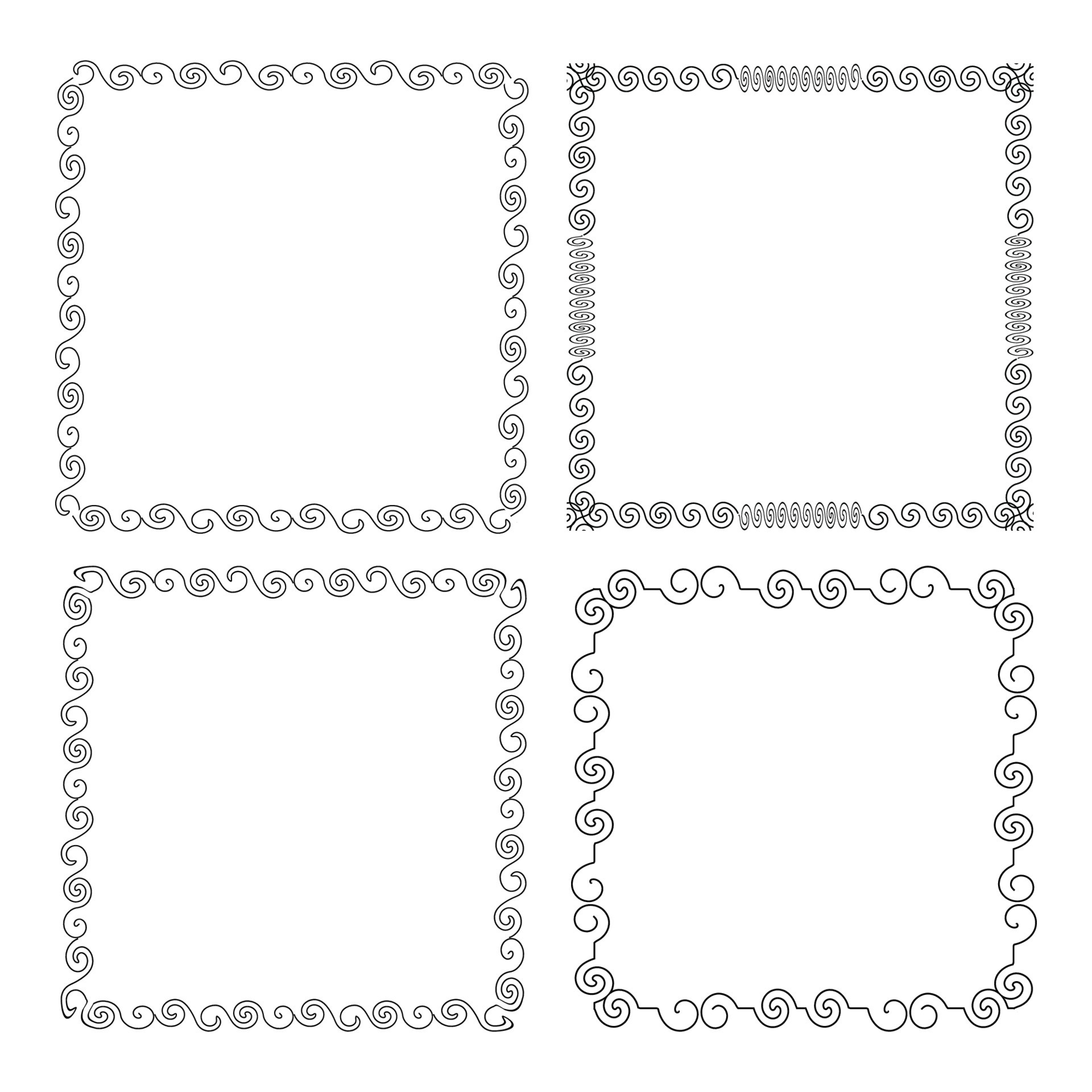 set of calligraphic abstract square frame decorative Line art Scroll  vintage ornate frame borders and page border design elements for weddings,  invitations, banners, greeting card Vector art 22524630 Vector Art at  Vecteezy