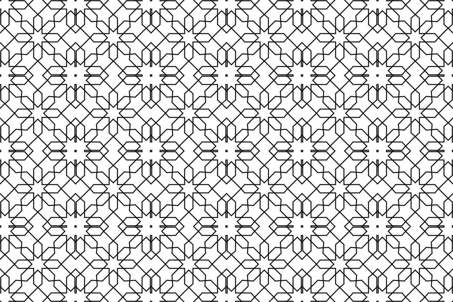 Geometric islamic pattern on white background. Seamless black line design. vector