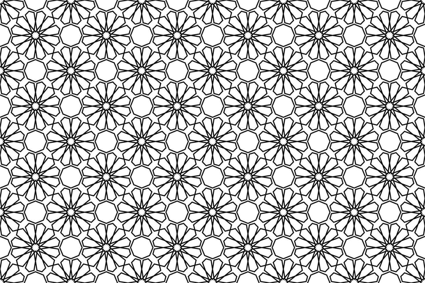 Geometric islamic pattern on white background. Seamless black line design. vector