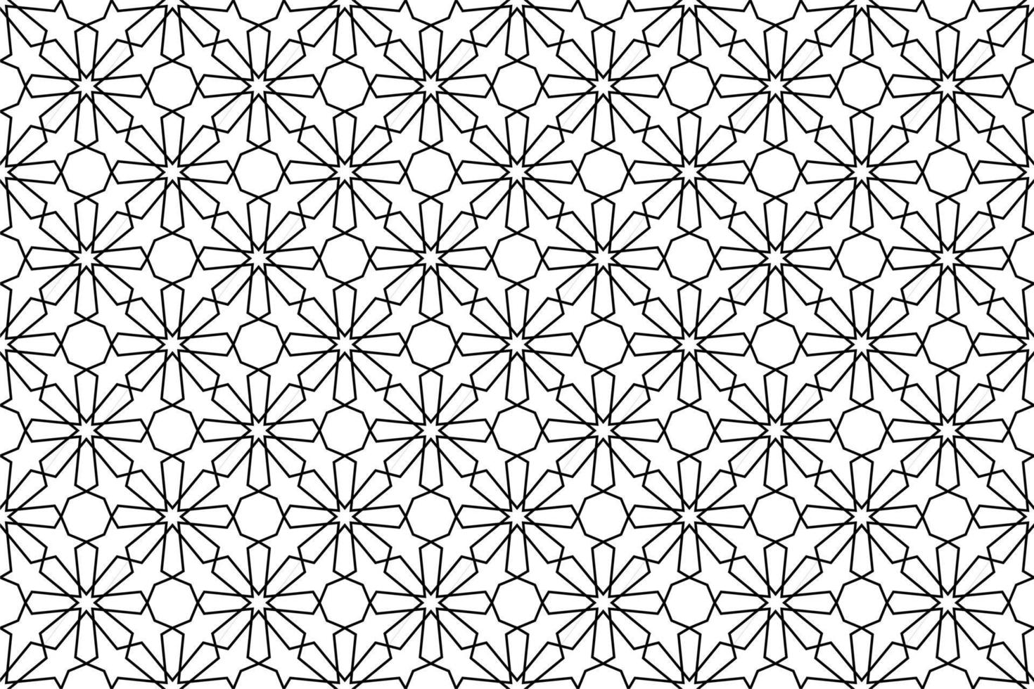 Geometric islamic pattern on white background. Seamless black line design. vector
