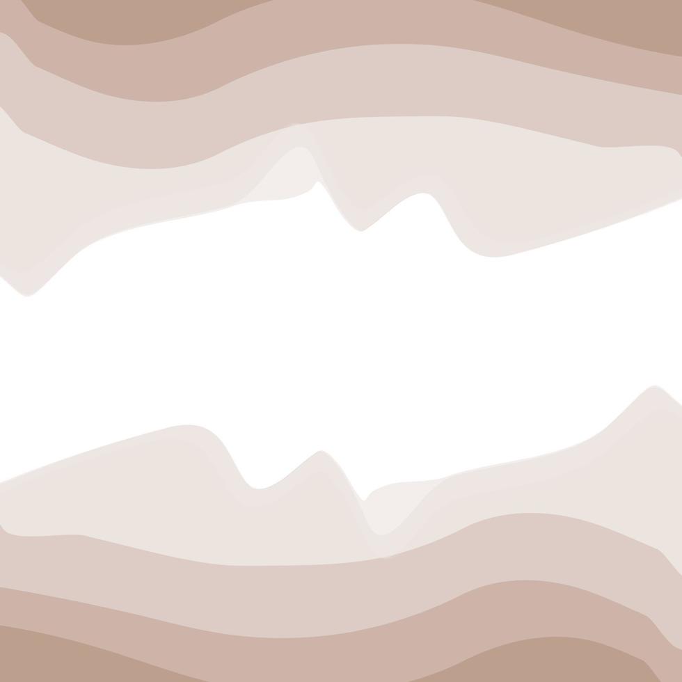 Abstract rectangular frame with top and bottom pattern of wavy lines in trendy coffee hues. Isolate vector