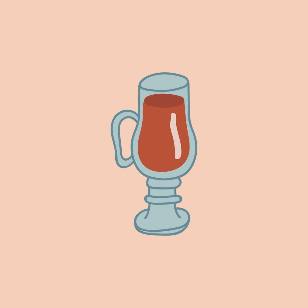 Mulled wine in a cup. Mulled wine with cinnamon.Vector in cartoon style. All elements are isolated vector