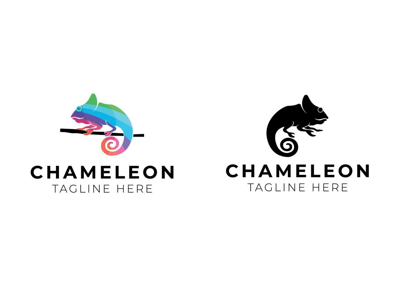 colorful chameleon logo design vector